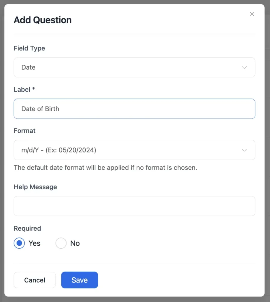 date field option in fluentbooking